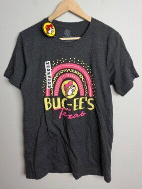 NWT Buc-ee's Texas Rainbow Graphic T-Shirt Dark Heather Gray Size Medium Women’s